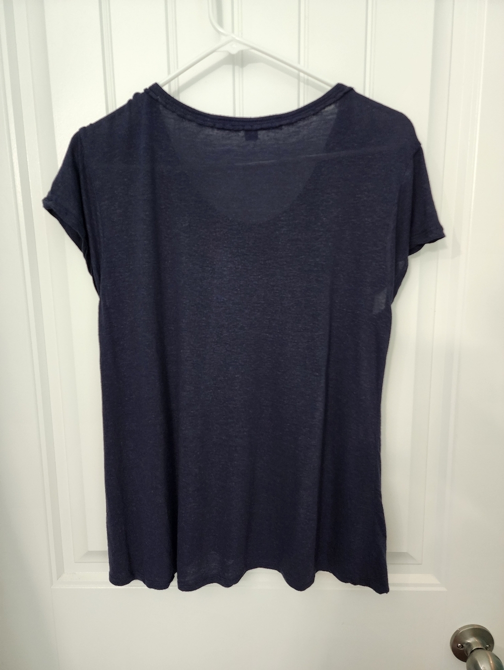 A Common Thread Heather Navy Blue Beaded Scoop-neck Short Sleeve Tee, Size XL - Picture 3 of 6